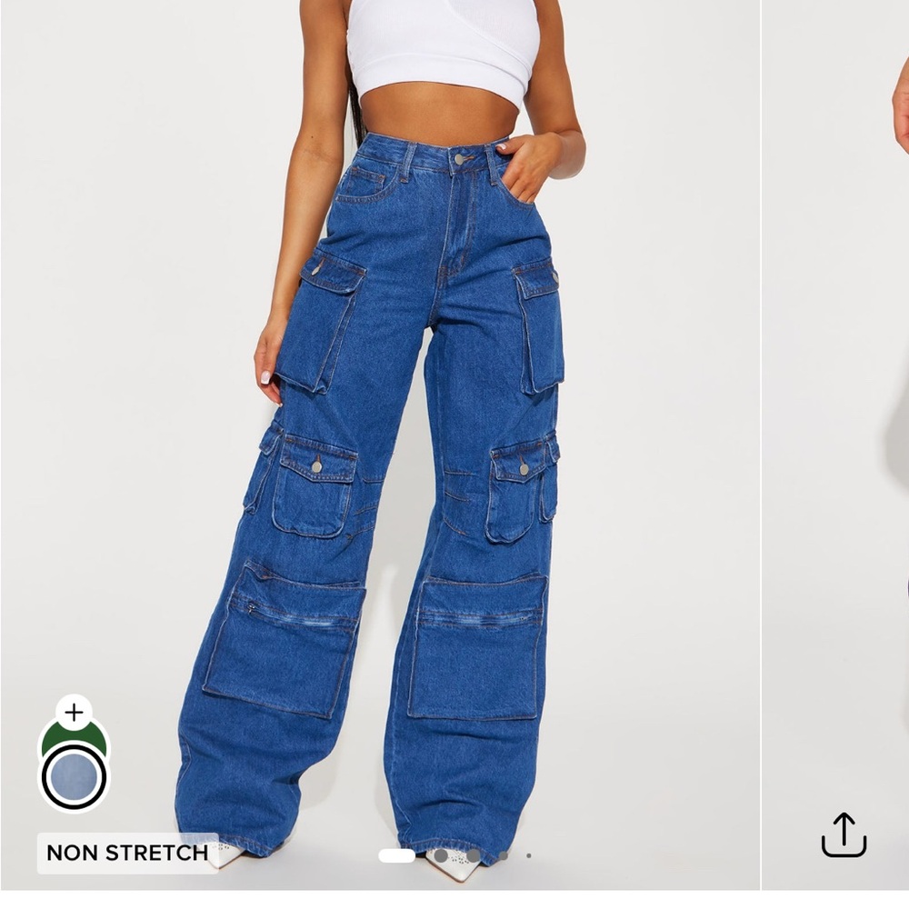 Fashion Nova Tall Lily High-Rise Cargo Jeans - Size 7 (NWT)